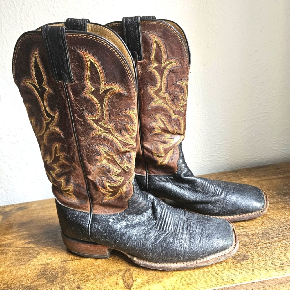 🌺 Men's Real Leather Cowboy Boots with Ostrich Leather